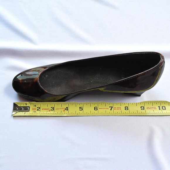 Stuart Weitzman Wedge Heel Pumps Tortoise Patent Leather Shoes 6-7? see chart - Picture 9 of 14